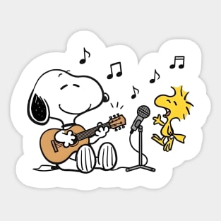 Snoopy and Woodstock playing music Sticker